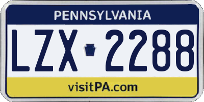 PA license plate LZX2288