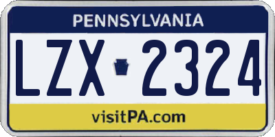 PA license plate LZX2324