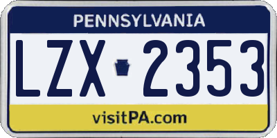PA license plate LZX2353