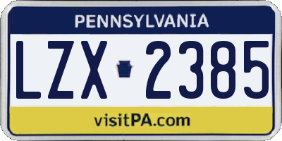 PA license plate LZX2385