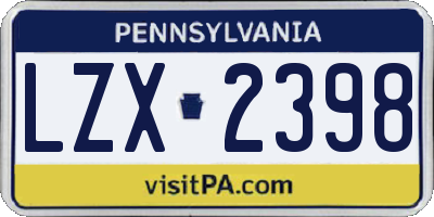 PA license plate LZX2398