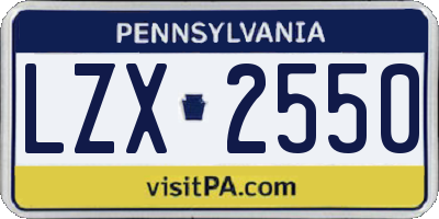 PA license plate LZX2550