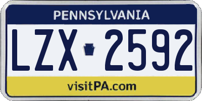 PA license plate LZX2592
