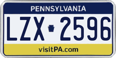 PA license plate LZX2596