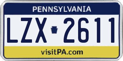 PA license plate LZX2611