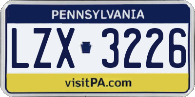 PA license plate LZX3226