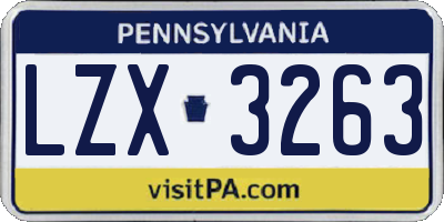 PA license plate LZX3263