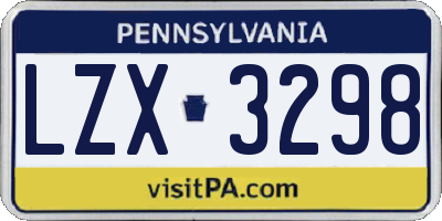 PA license plate LZX3298