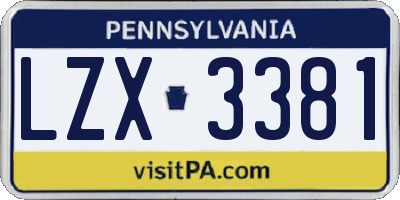 PA license plate LZX3381