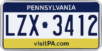 PA license plate LZX3412