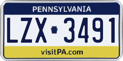 PA license plate LZX3491