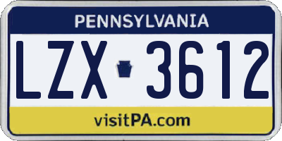 PA license plate LZX3612