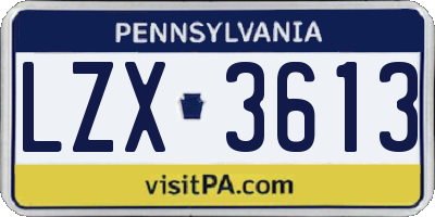 PA license plate LZX3613