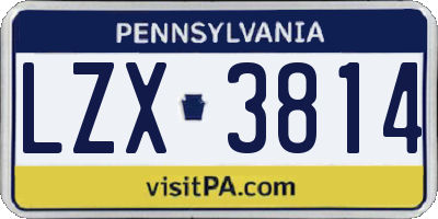 PA license plate LZX3814