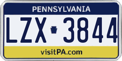 PA license plate LZX3844