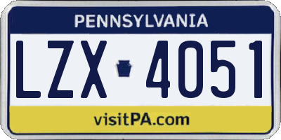 PA license plate LZX4051