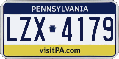 PA license plate LZX4179