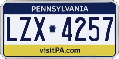 PA license plate LZX4257