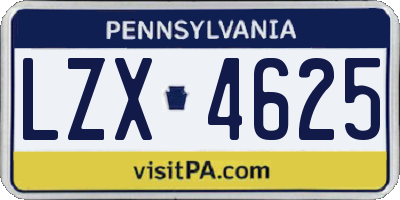 PA license plate LZX4625