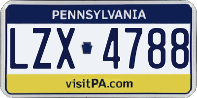 PA license plate LZX4788