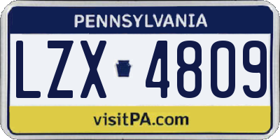 PA license plate LZX4809