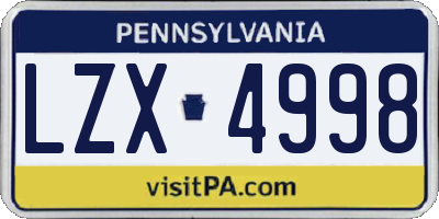 PA license plate LZX4998