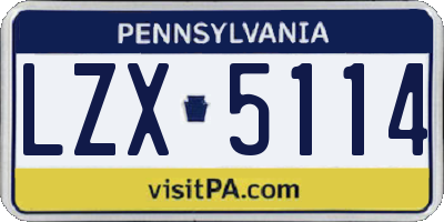 PA license plate LZX5114