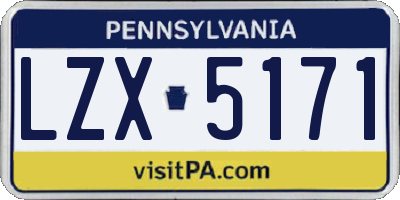 PA license plate LZX5171