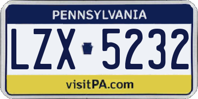 PA license plate LZX5232