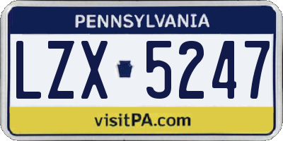 PA license plate LZX5247