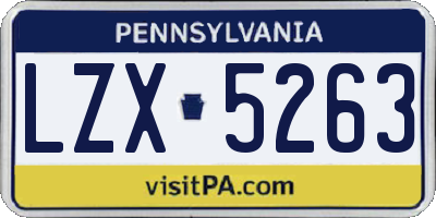 PA license plate LZX5263