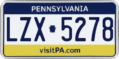 PA license plate LZX5278