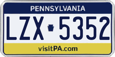 PA license plate LZX5352