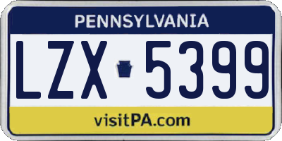 PA license plate LZX5399