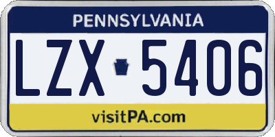 PA license plate LZX5406