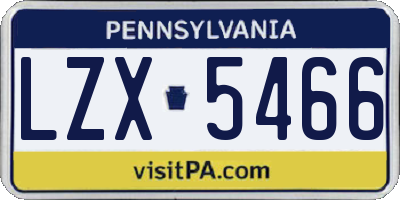 PA license plate LZX5466