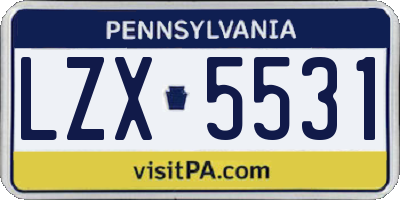 PA license plate LZX5531