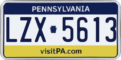 PA license plate LZX5613