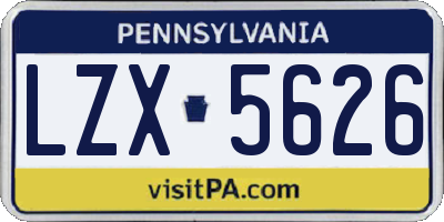 PA license plate LZX5626