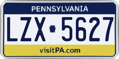 PA license plate LZX5627