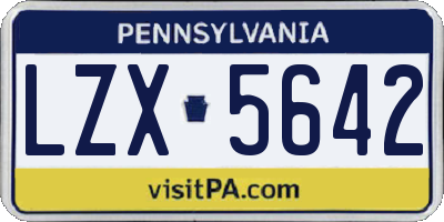 PA license plate LZX5642