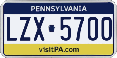 PA license plate LZX5700