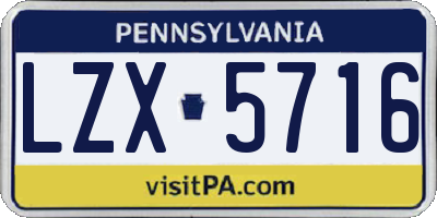 PA license plate LZX5716