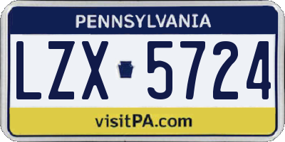PA license plate LZX5724