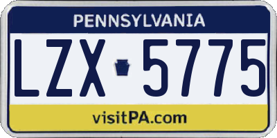 PA license plate LZX5775