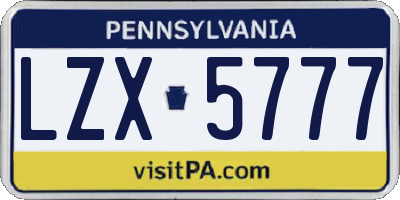 PA license plate LZX5777