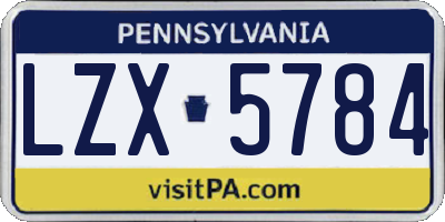 PA license plate LZX5784