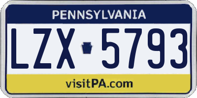 PA license plate LZX5793
