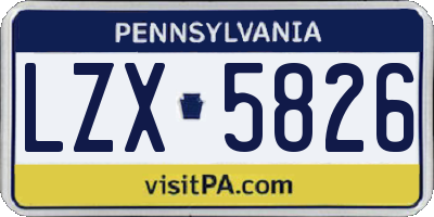 PA license plate LZX5826