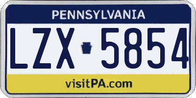PA license plate LZX5854